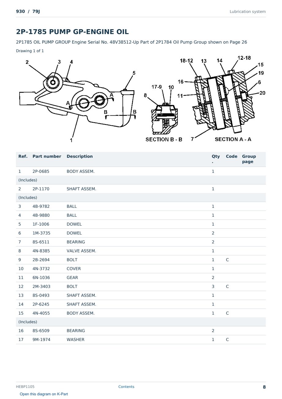 Caterpillar 930 S/N 79J Partsbook HEBP1105 (English) - sample page 8 of 10 Caterpillar 930 S/N 79J Partsbook HEBP1105 (English) - sample page 8 of 10