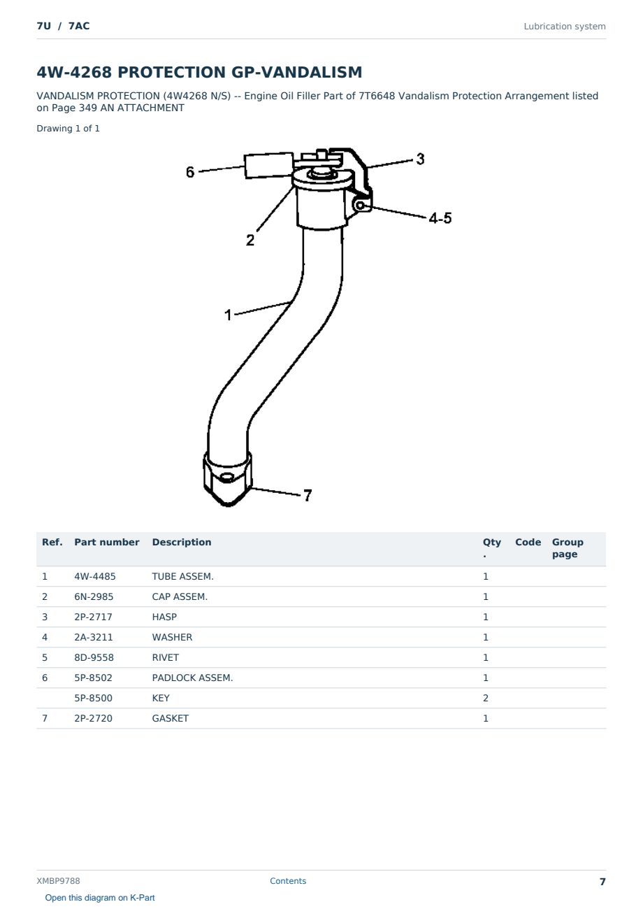 Caterpillar 7U S/N 7AC Partsbook XMBP9788 (English) - sample page 7 of 10 Caterpillar 7U S/N 7AC Partsbook XMBP9788 (English) - sample page 7 of 10