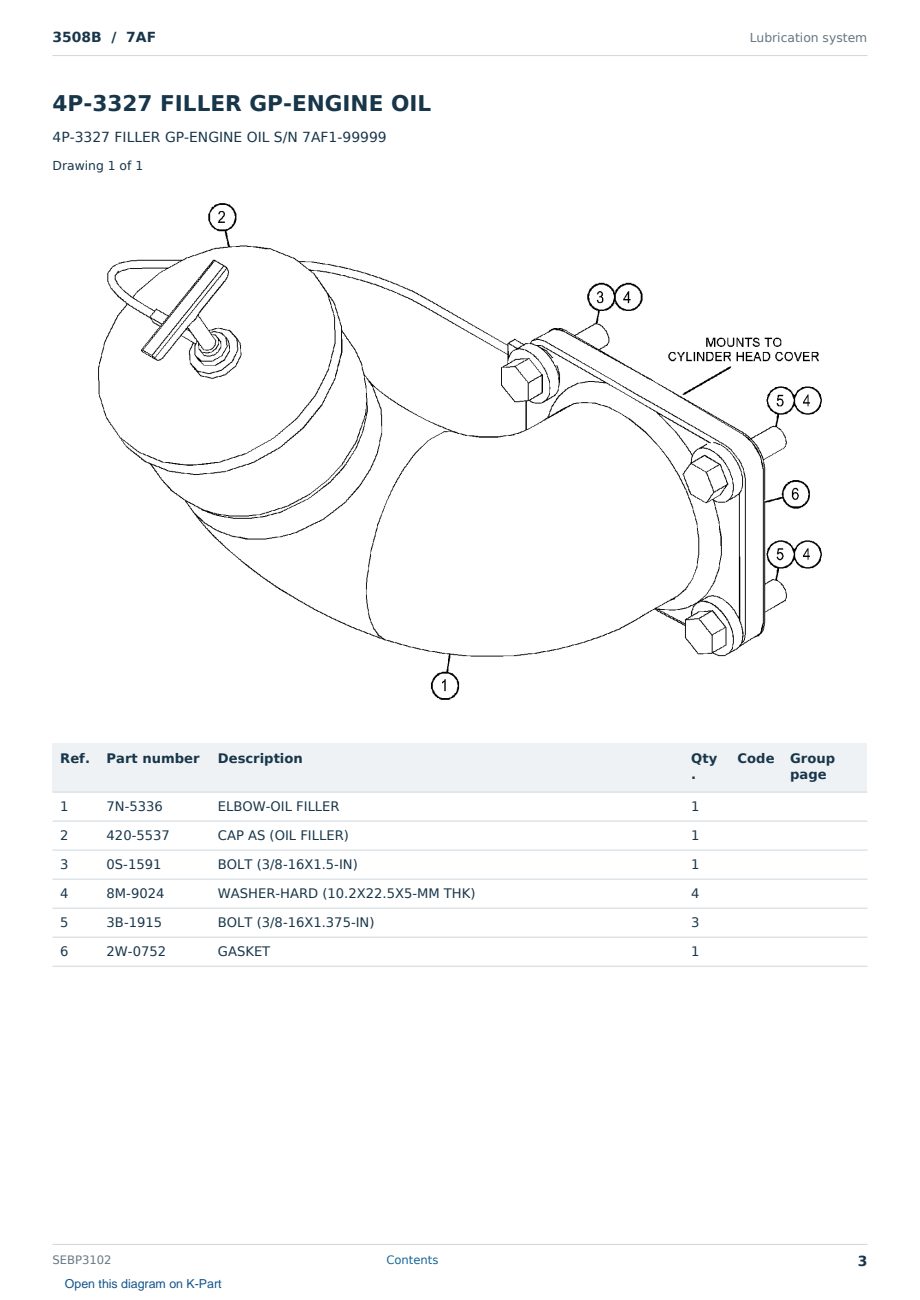 Caterpillar 3508B S/N 7AF Partsbook SEBP3102 (English) - sample page 3 of 10 Caterpillar 3508B S/N 7AF Partsbook SEBP3102 (English) - sample page 3 of 10
