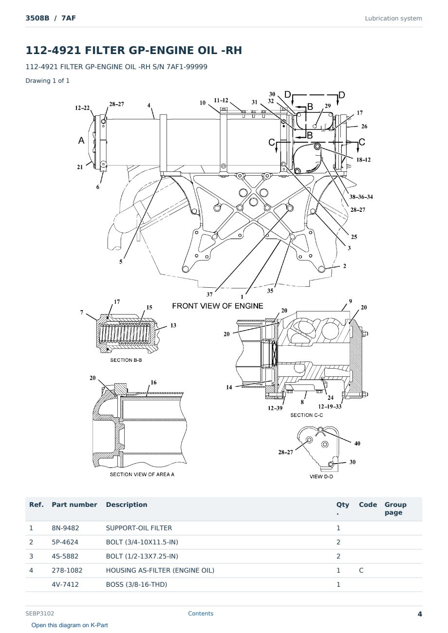 Caterpillar 3508B S/N 7AF Partsbook SEBP3102 (English) - sample page 4 of 10 Caterpillar 3508B S/N 7AF Partsbook SEBP3102 (English) - sample page 4 of 10