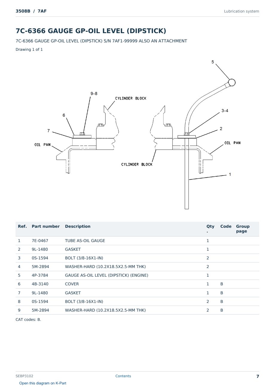 Caterpillar 3508B S/N 7AF Partsbook SEBP3102 (English) - sample page 7 of 10 Caterpillar 3508B S/N 7AF Partsbook SEBP3102 (English) - sample page 7 of 10