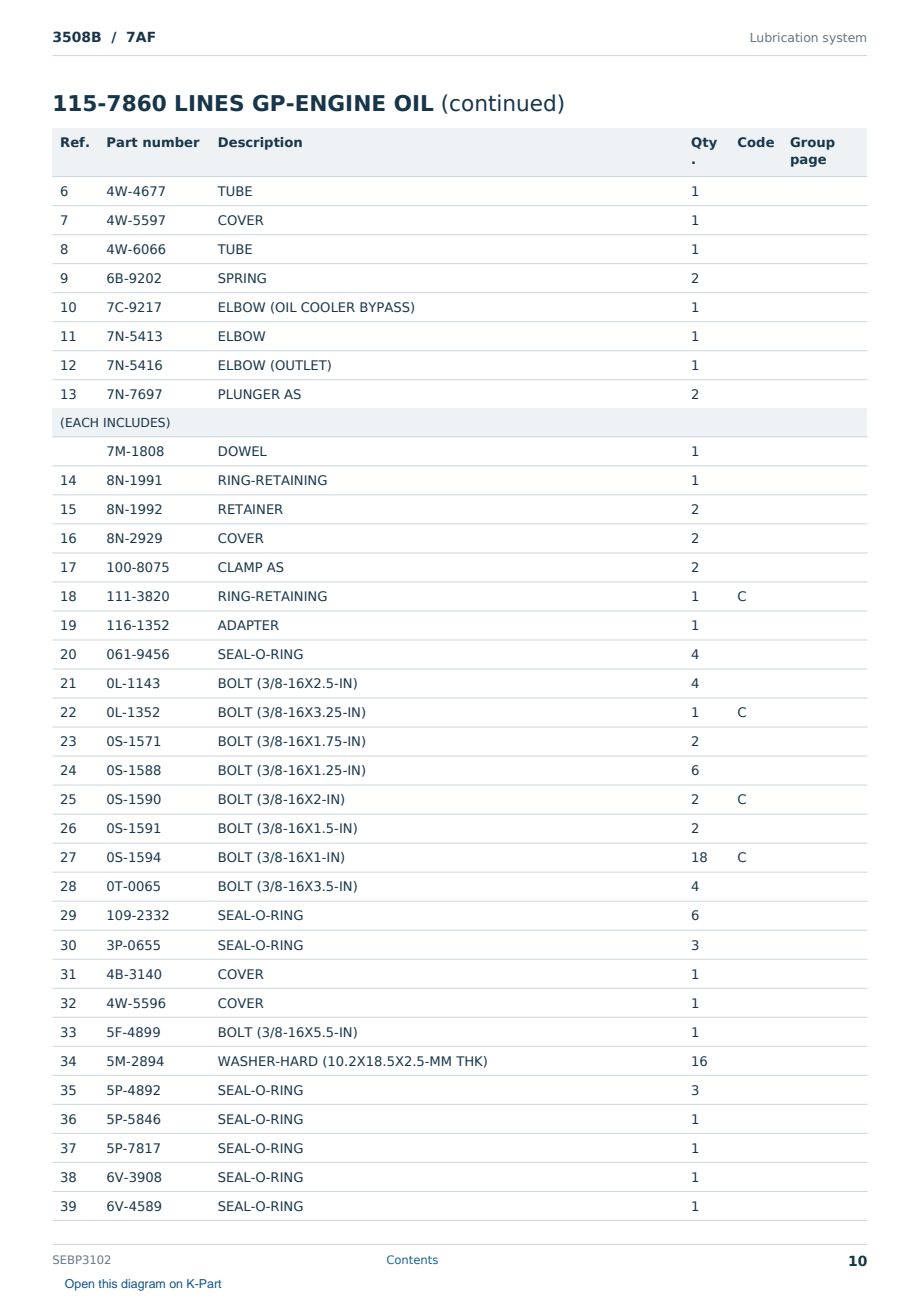 Caterpillar 3508B S/N 7AF Partsbook SEBP3102 (English) - sample page 10 of 10 Caterpillar 3508B S/N 7AF Partsbook SEBP3102 (English) - sample page 10 of 10