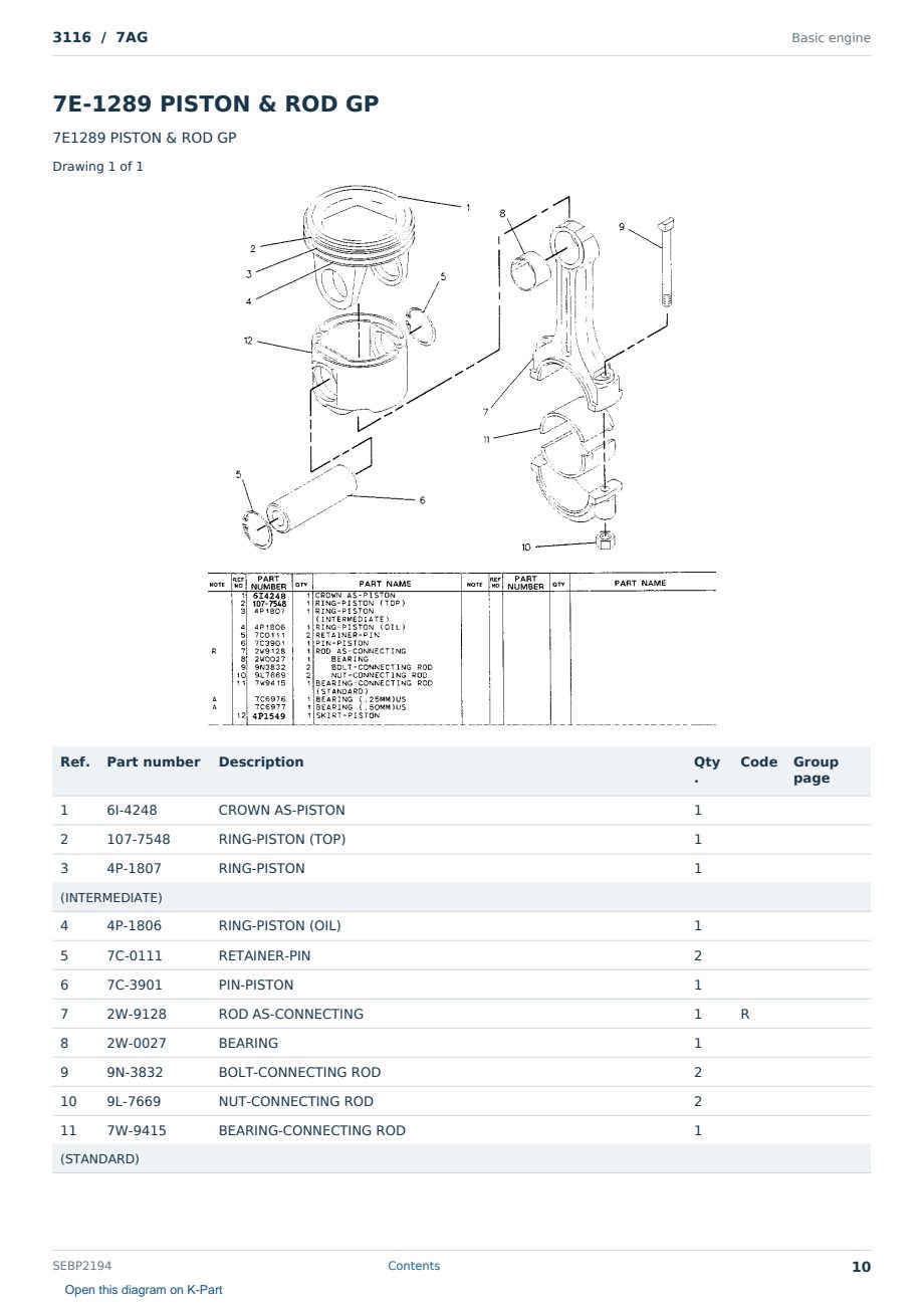 Caterpillar 3116 S/N 7AG Partsbook SEBP2194 (English) - sample page 10 of 10 Caterpillar 3116 S/N 7AG Partsbook SEBP2194 (English) - sample page 10 of 10