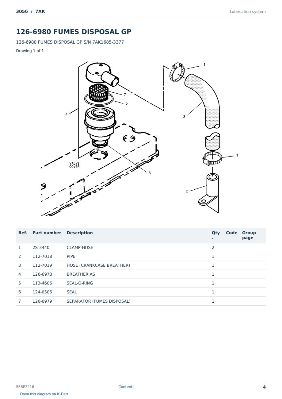 Caterpillar 3056 S/N 7AK Partsbook SEBP2216 (English) - sample page 4 of 10 Caterpillar 3056 S/N 7AK Partsbook SEBP2216 (English) - sample page 4 of 10