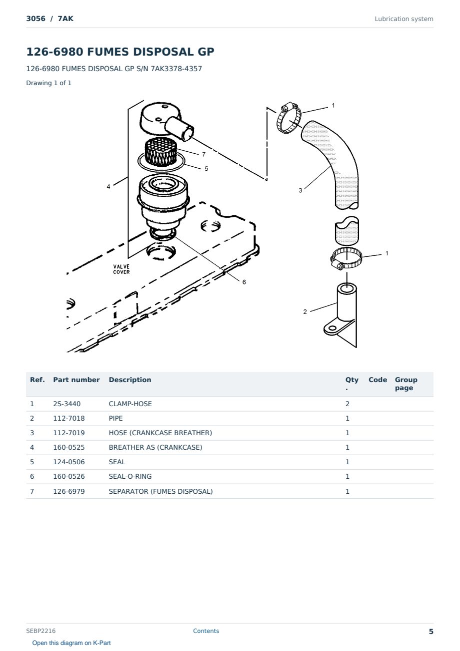 Caterpillar 3056 S/N 7AK Partsbook SEBP2216 (English) - sample page 5 of 10 Caterpillar 3056 S/N 7AK Partsbook SEBP2216 (English) - sample page 5 of 10