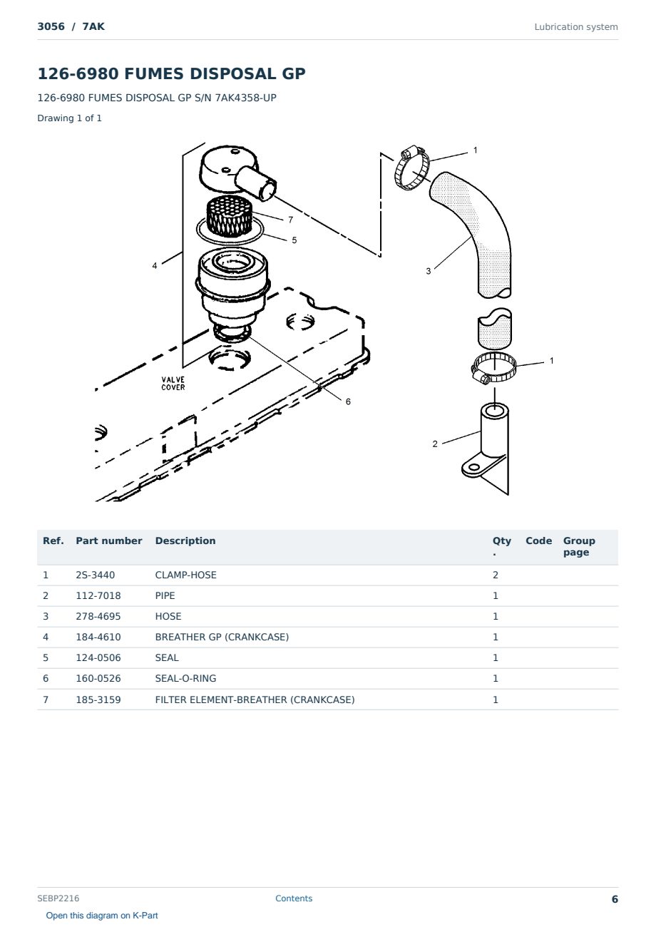 Caterpillar 3056 S/N 7AK Partsbook SEBP2216 (English) - sample page 6 of 10 Caterpillar 3056 S/N 7AK Partsbook SEBP2216 (English) - sample page 6 of 10