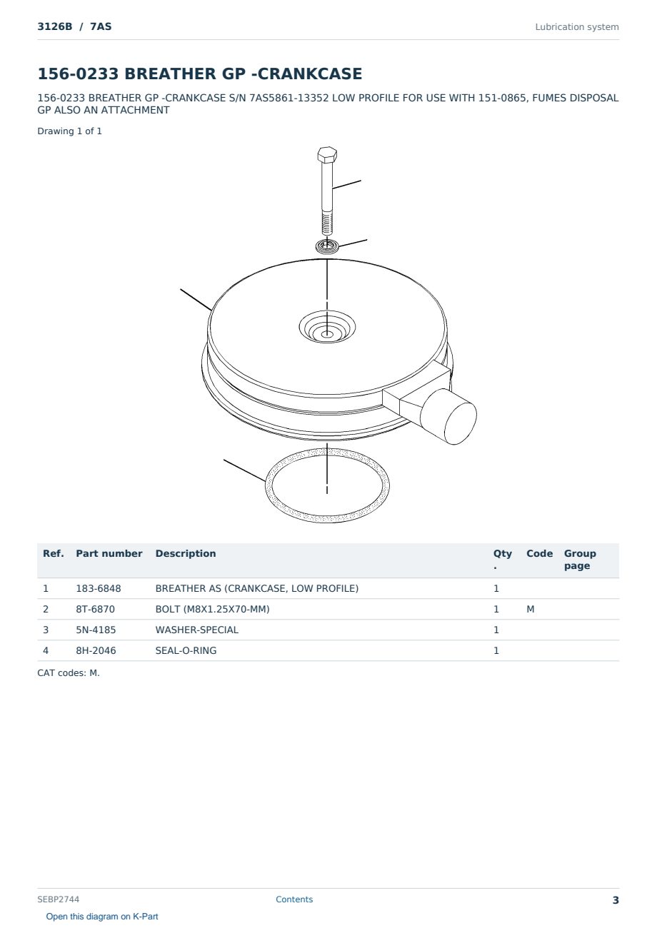 Caterpillar 3126B S/N 7AS Partsbook SEBP2744 (English) - sample page 3 of 10 Caterpillar 3126B S/N 7AS Partsbook SEBP2744 (English) - sample page 3 of 10