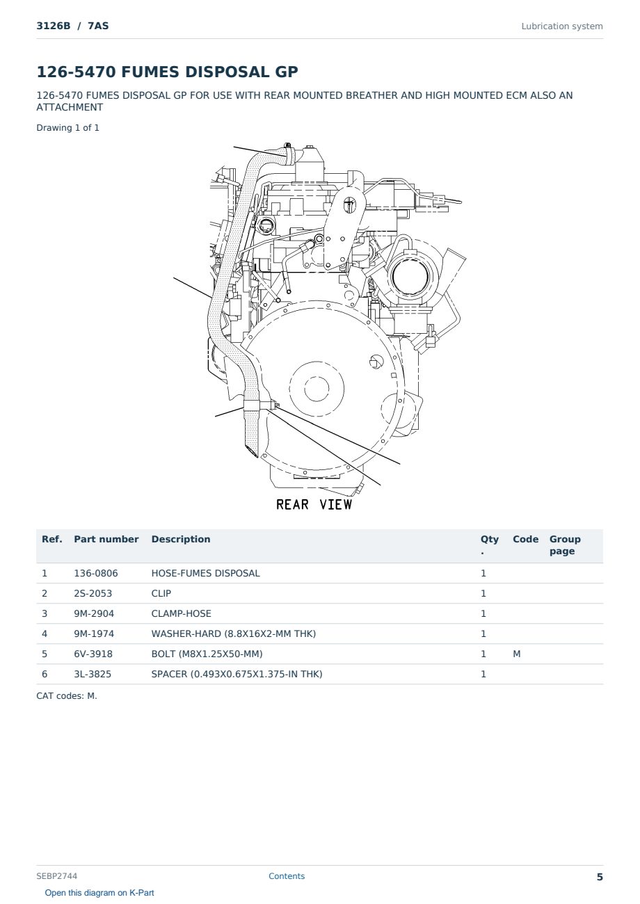 Caterpillar 3126B S/N 7AS Partsbook SEBP2744 (English) - sample page 5 of 10 Caterpillar 3126B S/N 7AS Partsbook SEBP2744 (English) - sample page 5 of 10