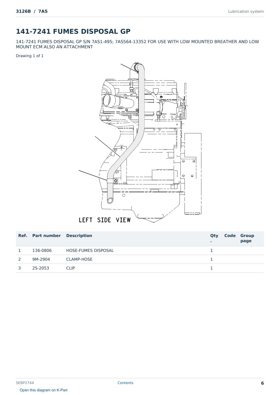 Caterpillar 3126B S/N 7AS Partsbook SEBP2744 (English) - sample page 6 of 10 Caterpillar 3126B S/N 7AS Partsbook SEBP2744 (English) - sample page 6 of 10