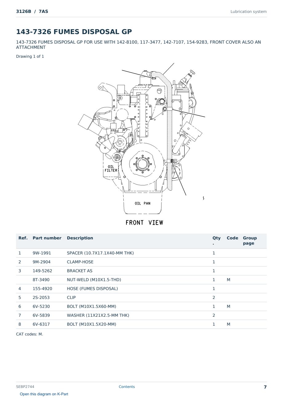 Caterpillar 3126B S/N 7AS Partsbook SEBP2744 (English) - sample page 7 of 10 Caterpillar 3126B S/N 7AS Partsbook SEBP2744 (English) - sample page 7 of 10