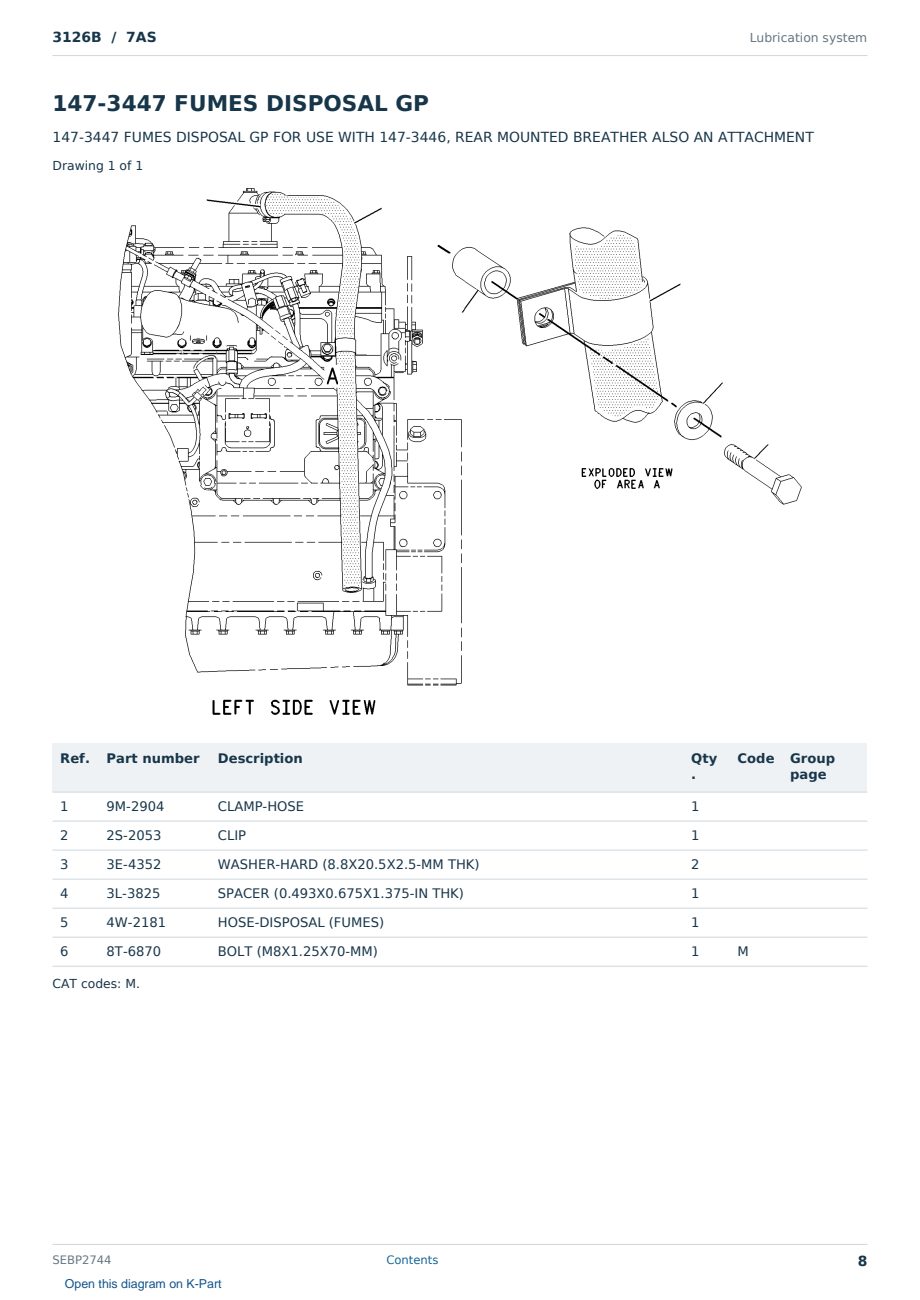 Caterpillar 3126B S/N 7AS Partsbook SEBP2744 (English) - sample page 8 of 10 Caterpillar 3126B S/N 7AS Partsbook SEBP2744 (English) - sample page 8 of 10