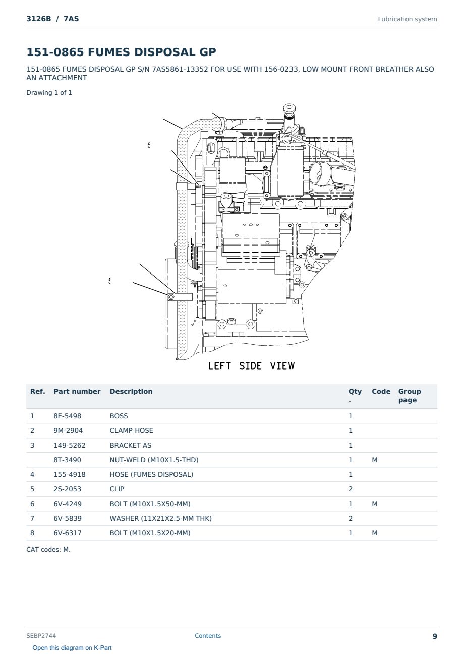 Caterpillar 3126B S/N 7AS Partsbook SEBP2744 (English) - sample page 9 of 10 Caterpillar 3126B S/N 7AS Partsbook SEBP2744 (English) - sample page 9 of 10