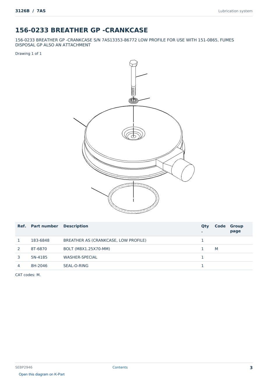 Caterpillar 3126B S/N 7AS Partsbook SEBP2946 (English) - sample page 3 of 10 Caterpillar 3126B S/N 7AS Partsbook SEBP2946 (English) - sample page 3 of 10