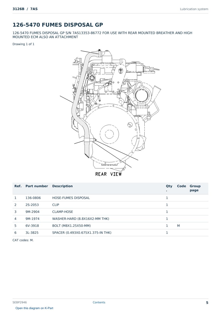 Caterpillar 3126B S/N 7AS Partsbook SEBP2946 (English) - sample page 5 of 10 Caterpillar 3126B S/N 7AS Partsbook SEBP2946 (English) - sample page 5 of 10