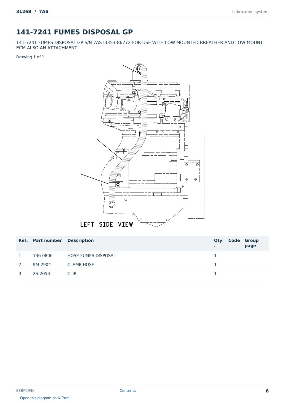 Caterpillar 3126B S/N 7AS Partsbook SEBP2946 (English) - sample page 6 of 10 Caterpillar 3126B S/N 7AS Partsbook SEBP2946 (English) - sample page 6 of 10