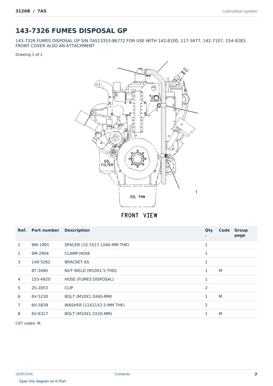 Caterpillar 3126B S/N 7AS Partsbook SEBP2946 (English) - sample page 7 of 10 Caterpillar 3126B S/N 7AS Partsbook SEBP2946 (English) - sample page 7 of 10