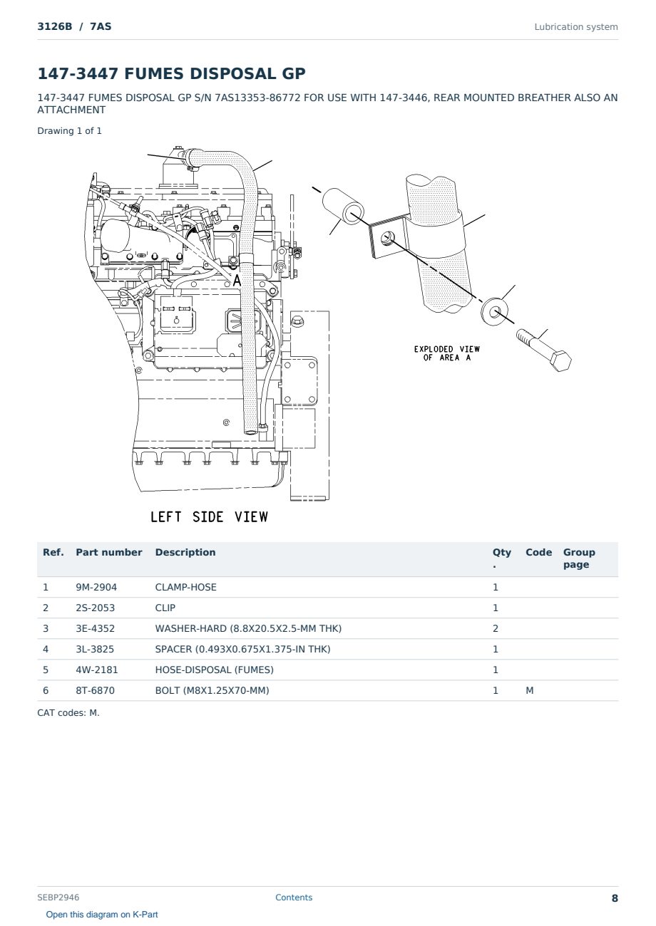 Caterpillar 3126B S/N 7AS Partsbook SEBP2946 (English) - sample page 8 of 10 Caterpillar 3126B S/N 7AS Partsbook SEBP2946 (English) - sample page 8 of 10