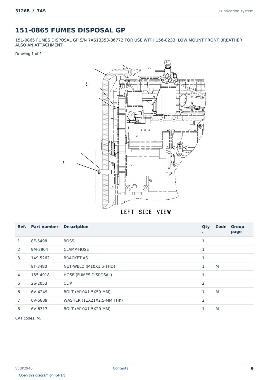 Caterpillar 3126B S/N 7AS Partsbook SEBP2946 (English) - sample page 9 of 10 Caterpillar 3126B S/N 7AS Partsbook SEBP2946 (English) - sample page 9 of 10