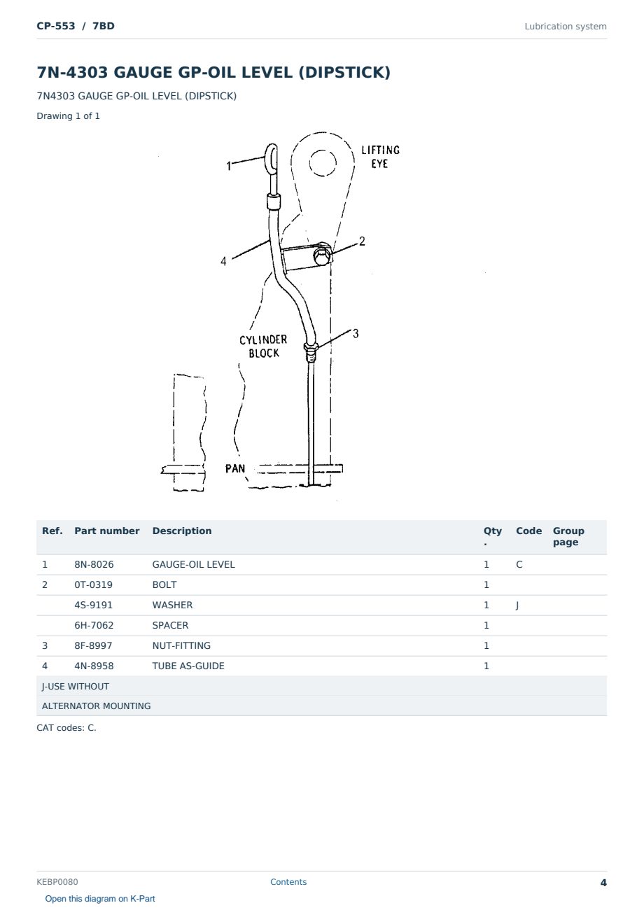 Caterpillar CP-553 S/N 7BD Partsbook KEBP0080 (English) - sample page 4 of 10 Caterpillar CP-553 S/N 7BD Partsbook KEBP0080 (English) - sample page 4 of 10