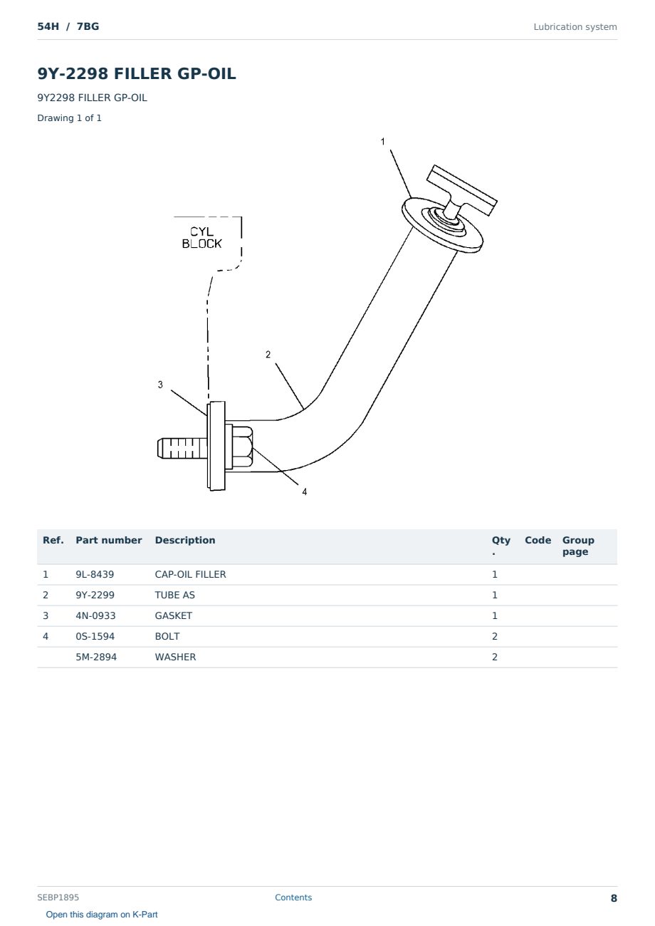 Caterpillar 54H S/N 7BG Partsbook SEBP1895 (English) - sample page 8 of 10 Caterpillar 54H S/N 7BG Partsbook SEBP1895 (English) - sample page 8 of 10