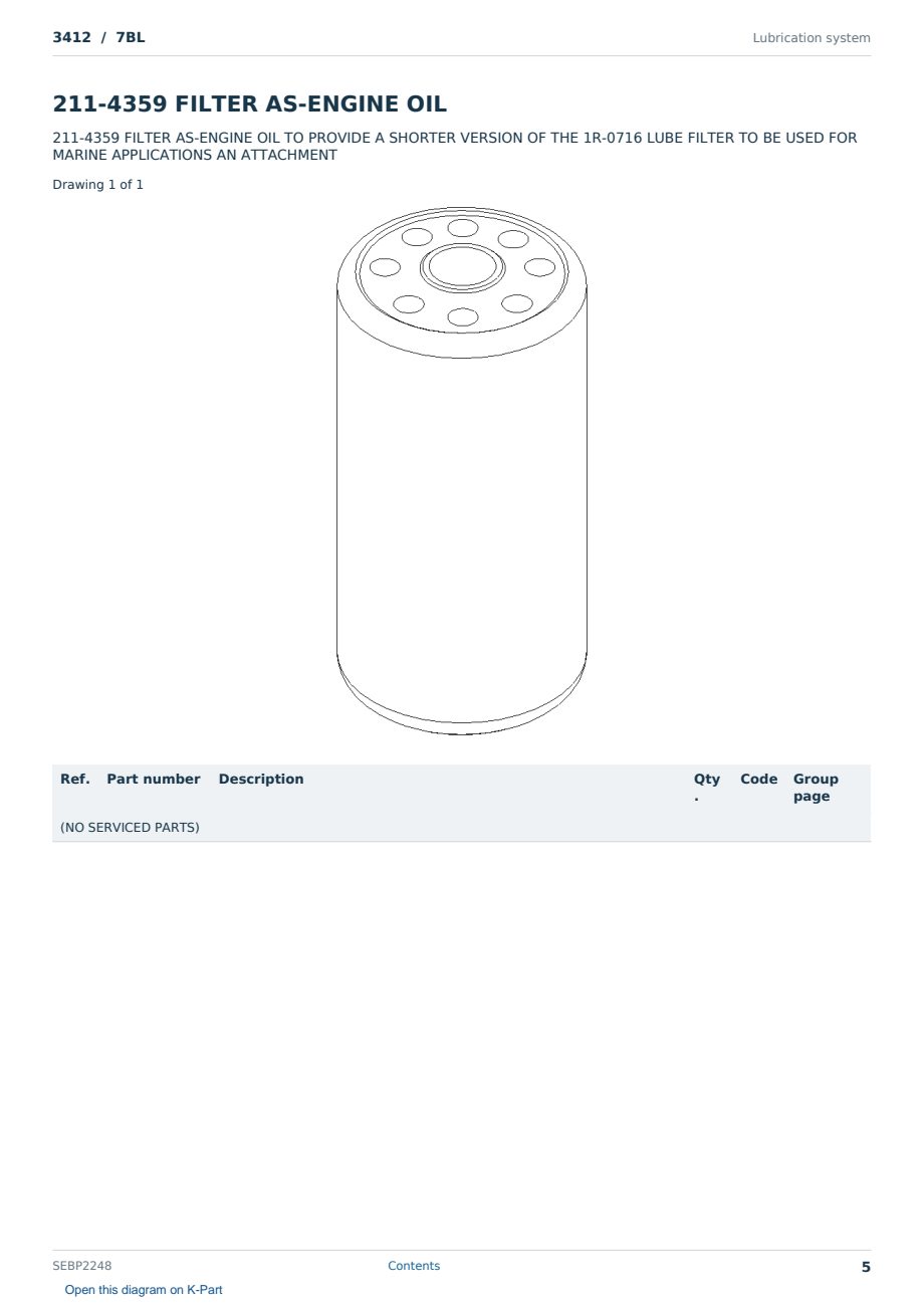 Caterpillar 3412 S/N 7BL Partsbook SEBP2248 (English) - sample page 5 of 10 Caterpillar 3412 S/N 7BL Partsbook SEBP2248 (English) - sample page 5 of 10