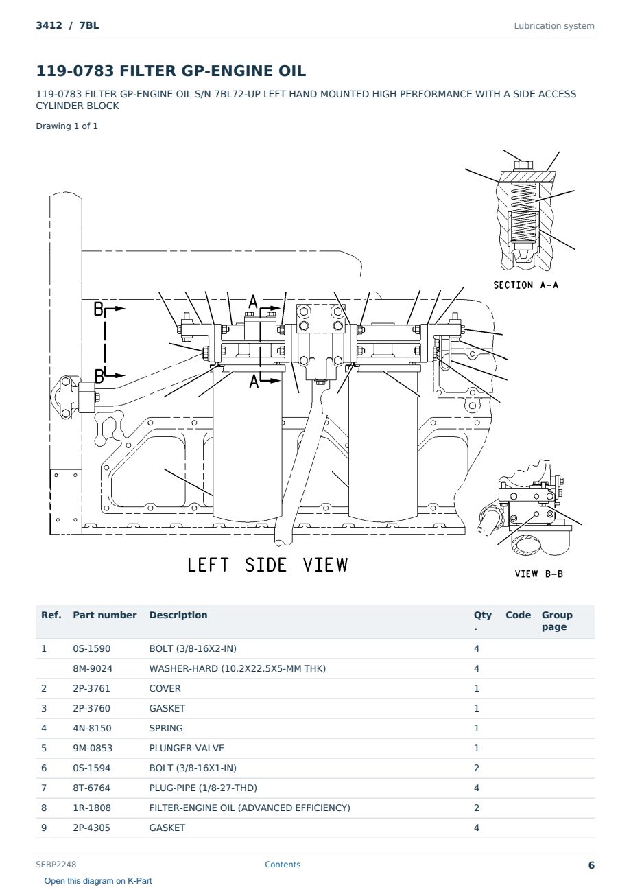 Caterpillar 3412 S/N 7BL Partsbook SEBP2248 (English) - sample page 6 of 10 Caterpillar 3412 S/N 7BL Partsbook SEBP2248 (English) - sample page 6 of 10