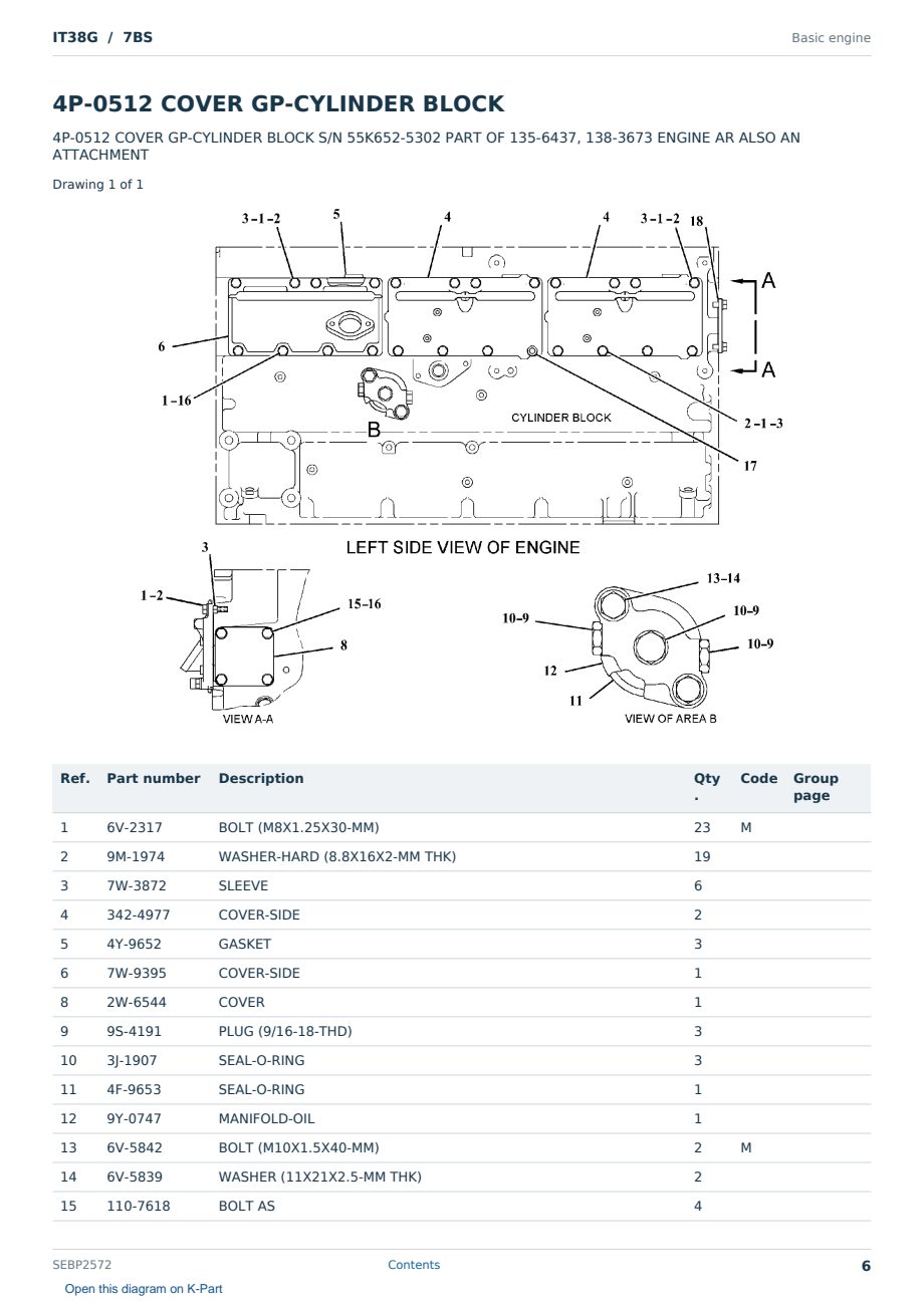 Caterpillar IT38G S/N 7BS Partsbook SEBP2572 (English) - sample page 6 of 10 Caterpillar IT38G S/N 7BS Partsbook SEBP2572 (English) - sample page 6 of 10