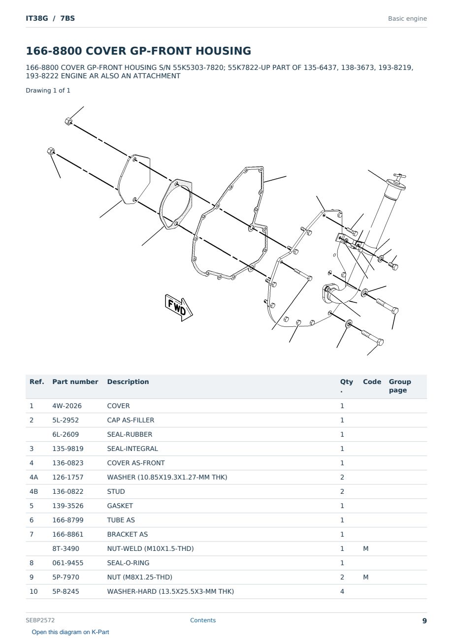 Caterpillar IT38G S/N 7BS Partsbook SEBP2572 (English) - sample page 9 of 10 Caterpillar IT38G S/N 7BS Partsbook SEBP2572 (English) - sample page 9 of 10