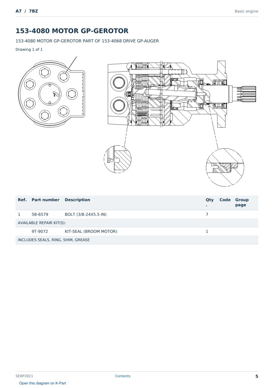 Caterpillar A7 S/N 7BZ Partsbook SEBP2821 (English) - sample page 5 of 10 Caterpillar A7 S/N 7BZ Partsbook SEBP2821 (English) - sample page 5 of 10