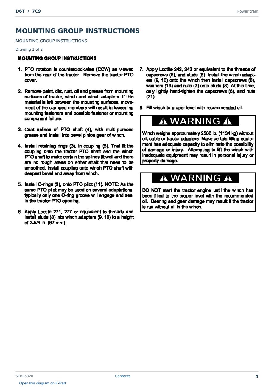 Caterpillar D6T S/N 7C9 Partsbook SEBP5820 (English) - sample page 4 of 10 Caterpillar D6T S/N 7C9 Partsbook SEBP5820 (English) - sample page 4 of 10