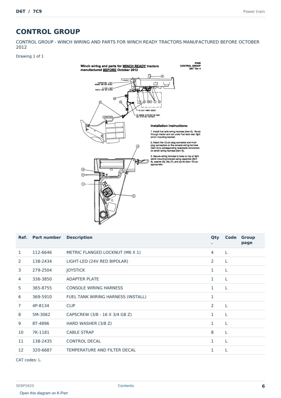 Caterpillar D6T S/N 7C9 Partsbook SEBP5820 (English) - sample page 6 of 10 Caterpillar D6T S/N 7C9 Partsbook SEBP5820 (English) - sample page 6 of 10