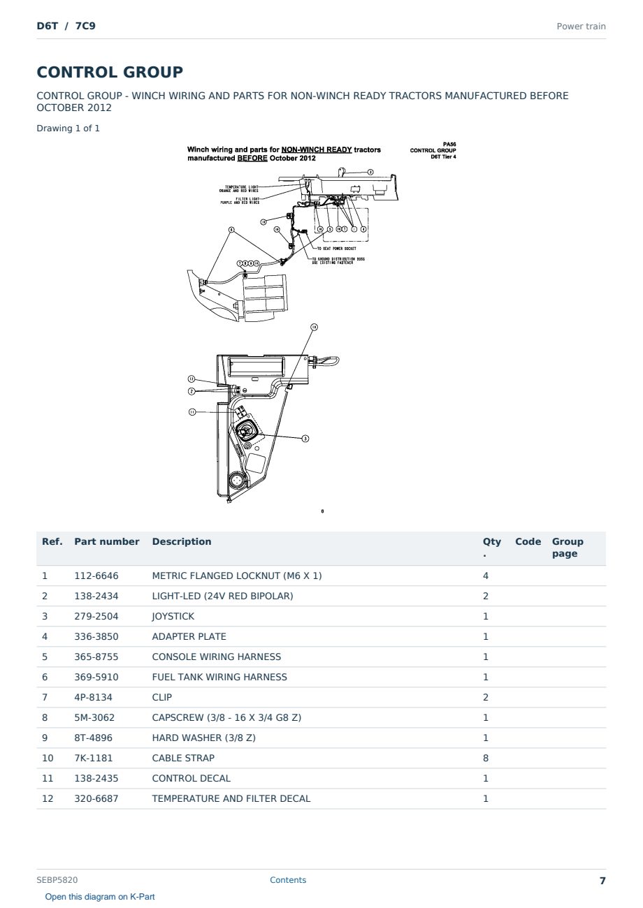Caterpillar D6T S/N 7C9 Partsbook SEBP5820 (English) - sample page 7 of 10 Caterpillar D6T S/N 7C9 Partsbook SEBP5820 (English) - sample page 7 of 10