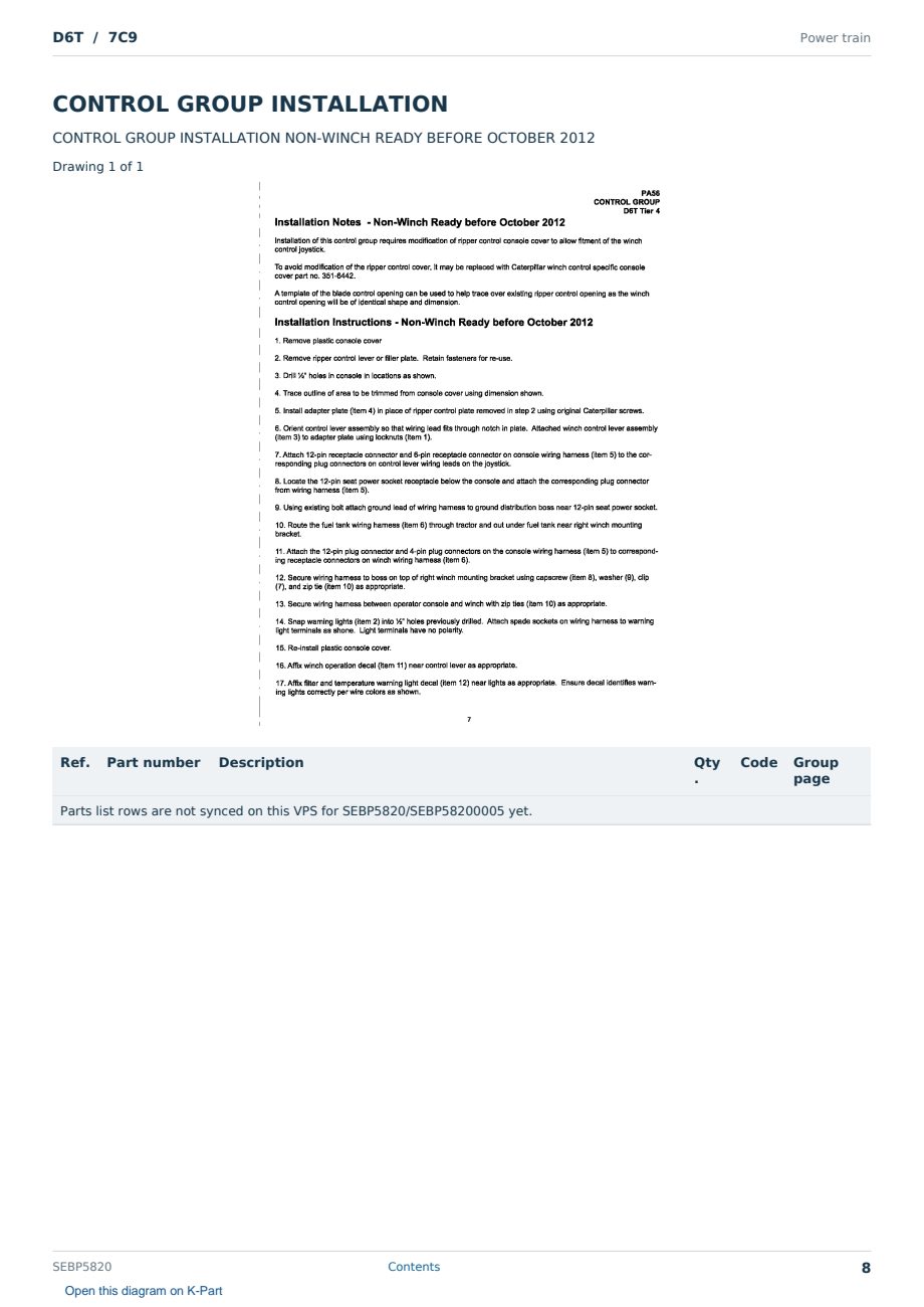 Caterpillar D6T S/N 7C9 Partsbook SEBP5820 (English) - sample page 8 of 10 Caterpillar D6T S/N 7C9 Partsbook SEBP5820 (English) - sample page 8 of 10