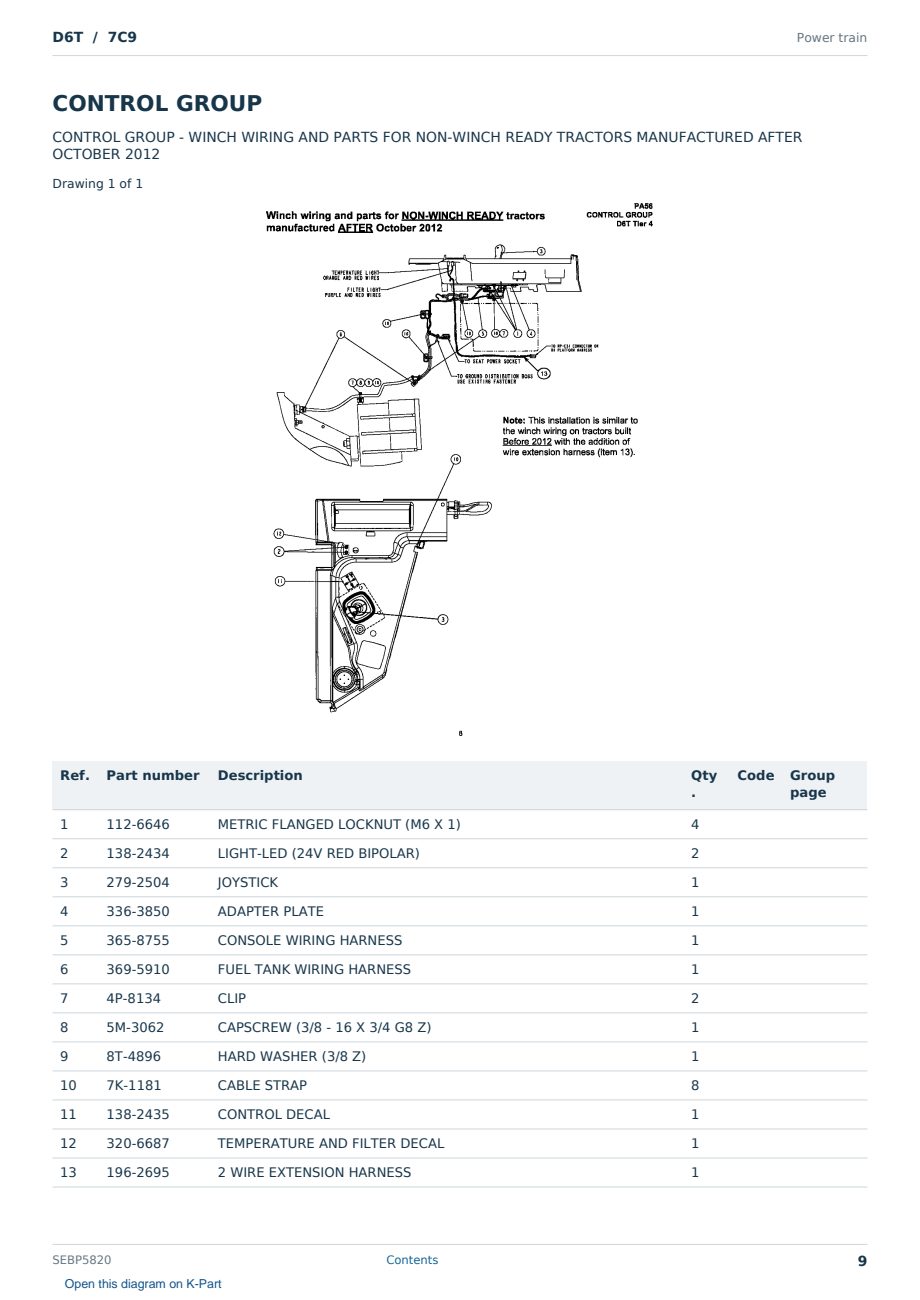 Caterpillar D6T S/N 7C9 Partsbook SEBP5820 (English) - sample page 9 of 10 Caterpillar D6T S/N 7C9 Partsbook SEBP5820 (English) - sample page 9 of 10