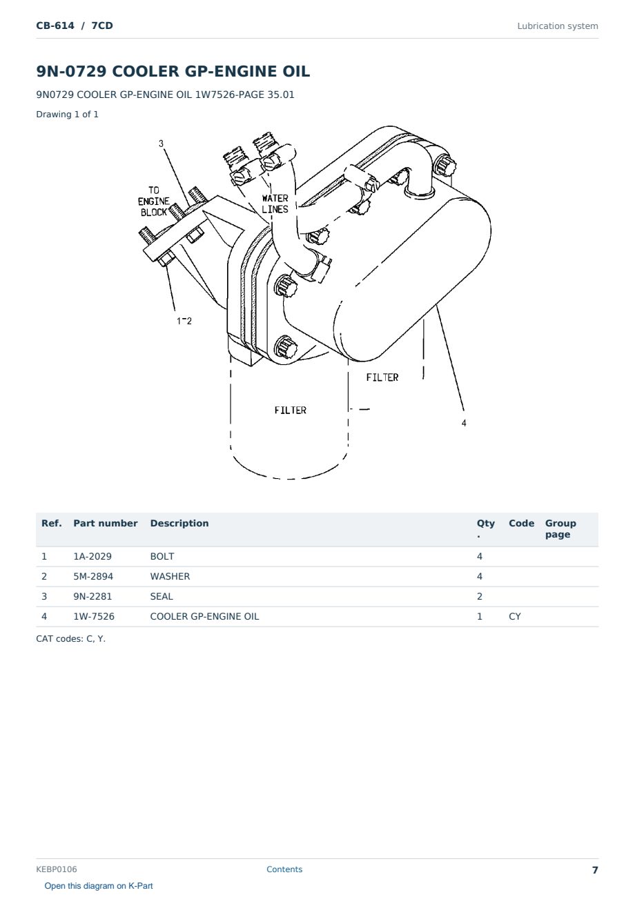 Caterpillar CB-614 S/N 7CD Partsbook KEBP0106 (English) - sample page 7 of 10 Caterpillar CB-614 S/N 7CD Partsbook KEBP0106 (English) - sample page 7 of 10