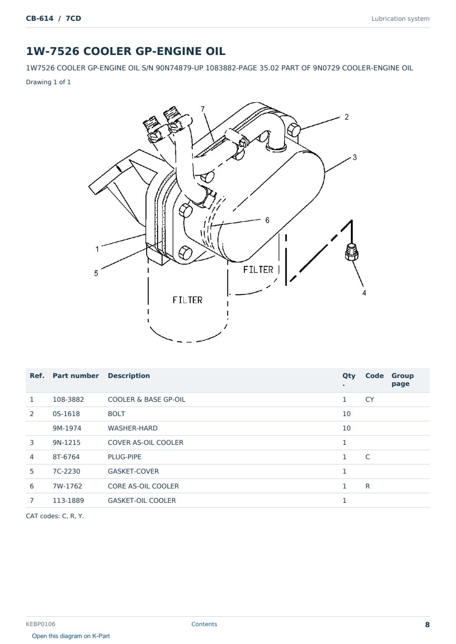 Caterpillar CB-614 S/N 7CD Partsbook KEBP0106 (English) - sample page 8 of 10 Caterpillar CB-614 S/N 7CD Partsbook KEBP0106 (English) - sample page 8 of 10