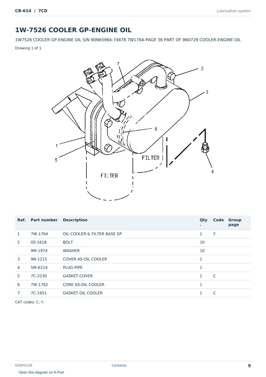 Caterpillar CB-614 S/N 7CD Partsbook KEBP0106 (English) - sample page 9 of 10 Caterpillar CB-614 S/N 7CD Partsbook KEBP0106 (English) - sample page 9 of 10