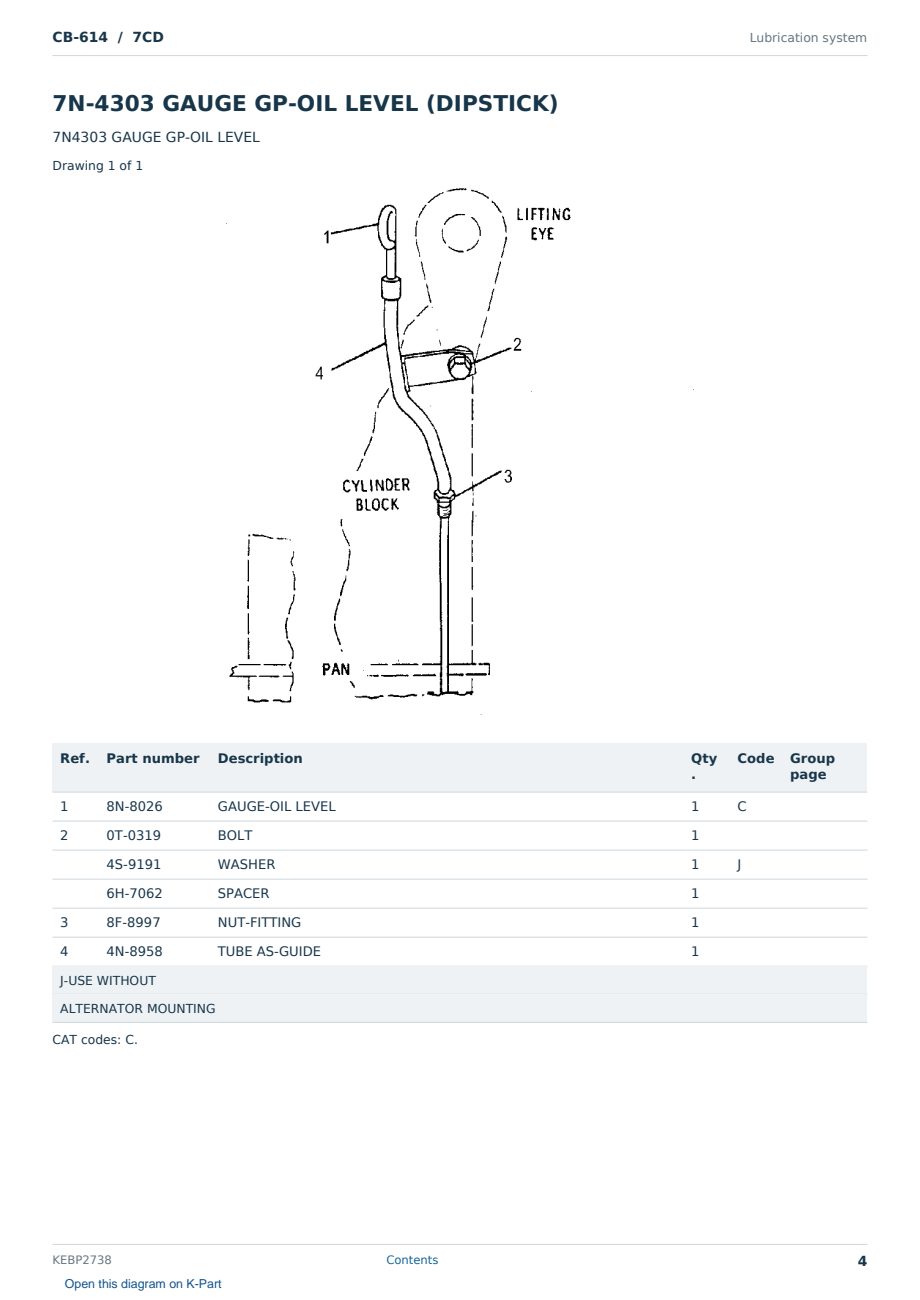 Caterpillar CB-614 S/N 7CD Partsbook KEBP2738 (English) - sample page 4 of 10 Caterpillar CB-614 S/N 7CD Partsbook KEBP2738 (English) - sample page 4 of 10