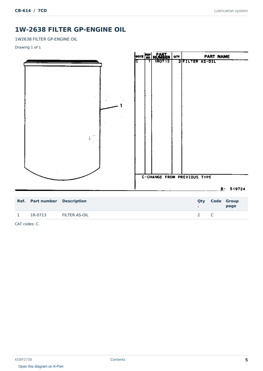 Caterpillar CB-614 S/N 7CD Partsbook KEBP2738 (English) - sample page 5 of 10 Caterpillar CB-614 S/N 7CD Partsbook KEBP2738 (English) - sample page 5 of 10