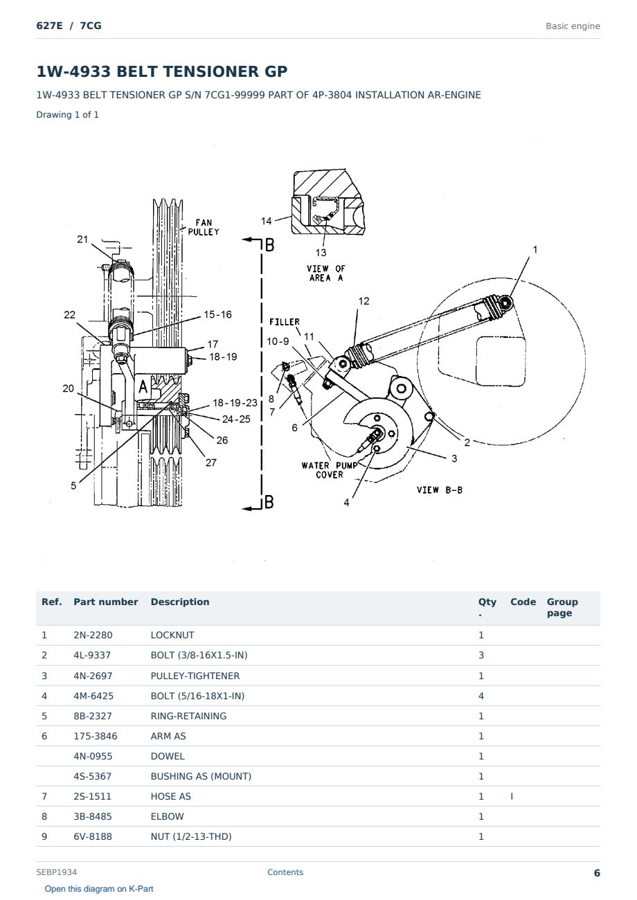 Caterpillar 627E S/N 7CG Partsbook SEBP1934 (English) - sample page 6 of 10 Caterpillar 627E S/N 7CG Partsbook SEBP1934 (English) - sample page 6 of 10