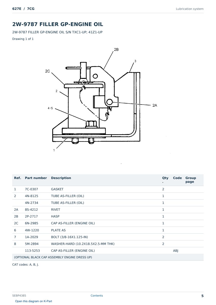 Caterpillar 627E S/N 7CG Partsbook SEBP4385 (English) - sample page 5 of 10 Caterpillar 627E S/N 7CG Partsbook SEBP4385 (English) - sample page 5 of 10