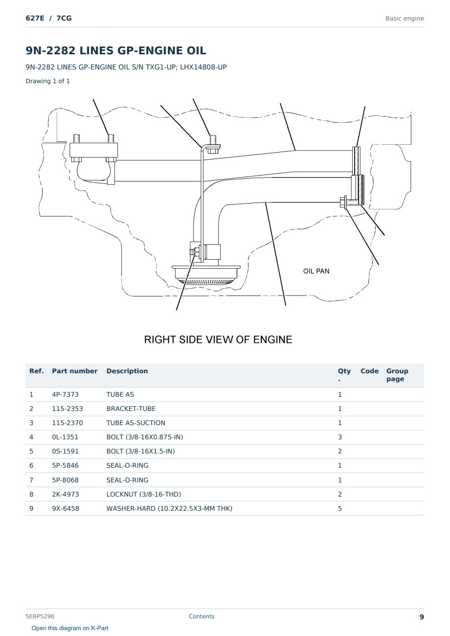 Caterpillar 627E S/N 7CG Partsbook SEBP5296 (English) - sample page 9 of 10 Caterpillar 627E S/N 7CG Partsbook SEBP5296 (English) - sample page 9 of 10