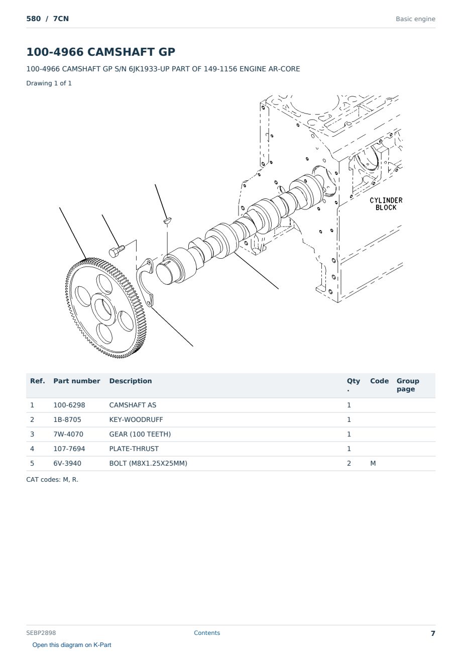 Caterpillar 580 S/N 7CN Partsbook SEBP2898 (English) - sample page 7 of 10 Caterpillar 580 S/N 7CN Partsbook SEBP2898 (English) - sample page 7 of 10