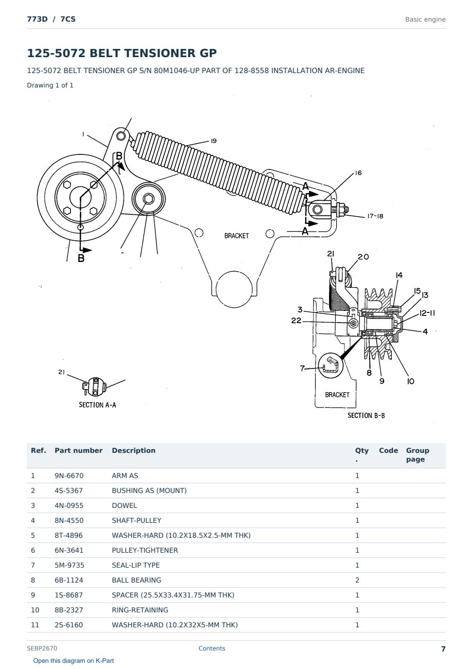 Caterpillar 773D S/N 7CS Partsbook SEBP2670 (English) - sample page 7 of 10 Caterpillar 773D S/N 7CS Partsbook SEBP2670 (English) - sample page 7 of 10