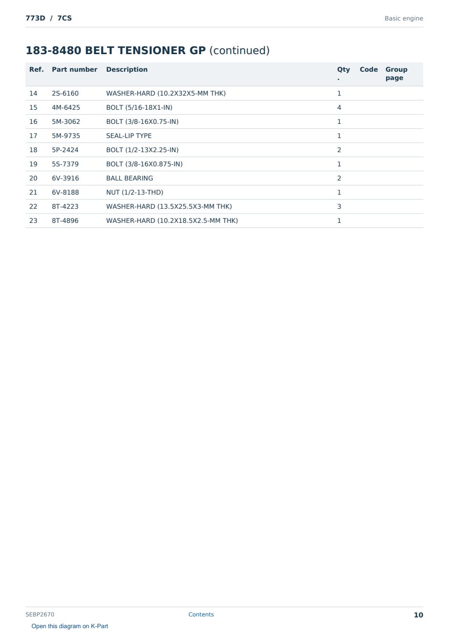 Caterpillar 773D S/N 7CS Partsbook SEBP2670 (English) - sample page 10 of 10 Caterpillar 773D S/N 7CS Partsbook SEBP2670 (English) - sample page 10 of 10