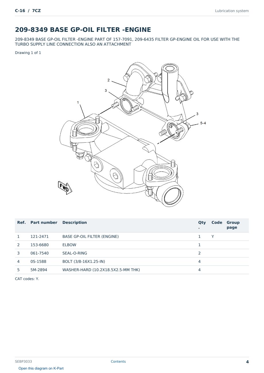 Caterpillar C-16 S/N 7CZ Partsbook SEBP3033 (English) - sample page 4 of 10 Caterpillar C-16 S/N 7CZ Partsbook SEBP3033 (English) - sample page 4 of 10