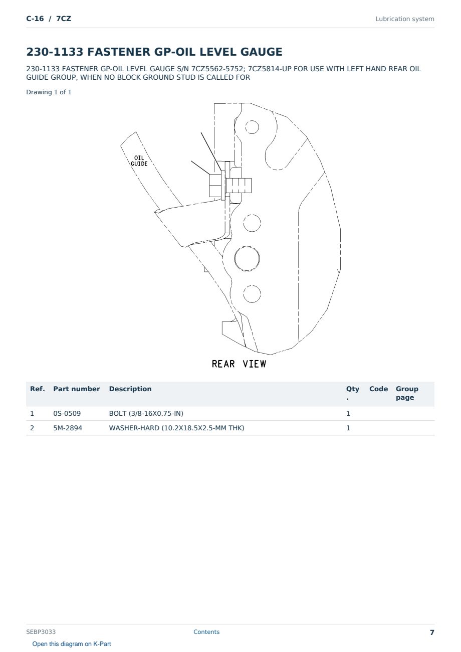 Caterpillar C-16 S/N 7CZ Partsbook SEBP3033 (English) - sample page 7 of 10 Caterpillar C-16 S/N 7CZ Partsbook SEBP3033 (English) - sample page 7 of 10