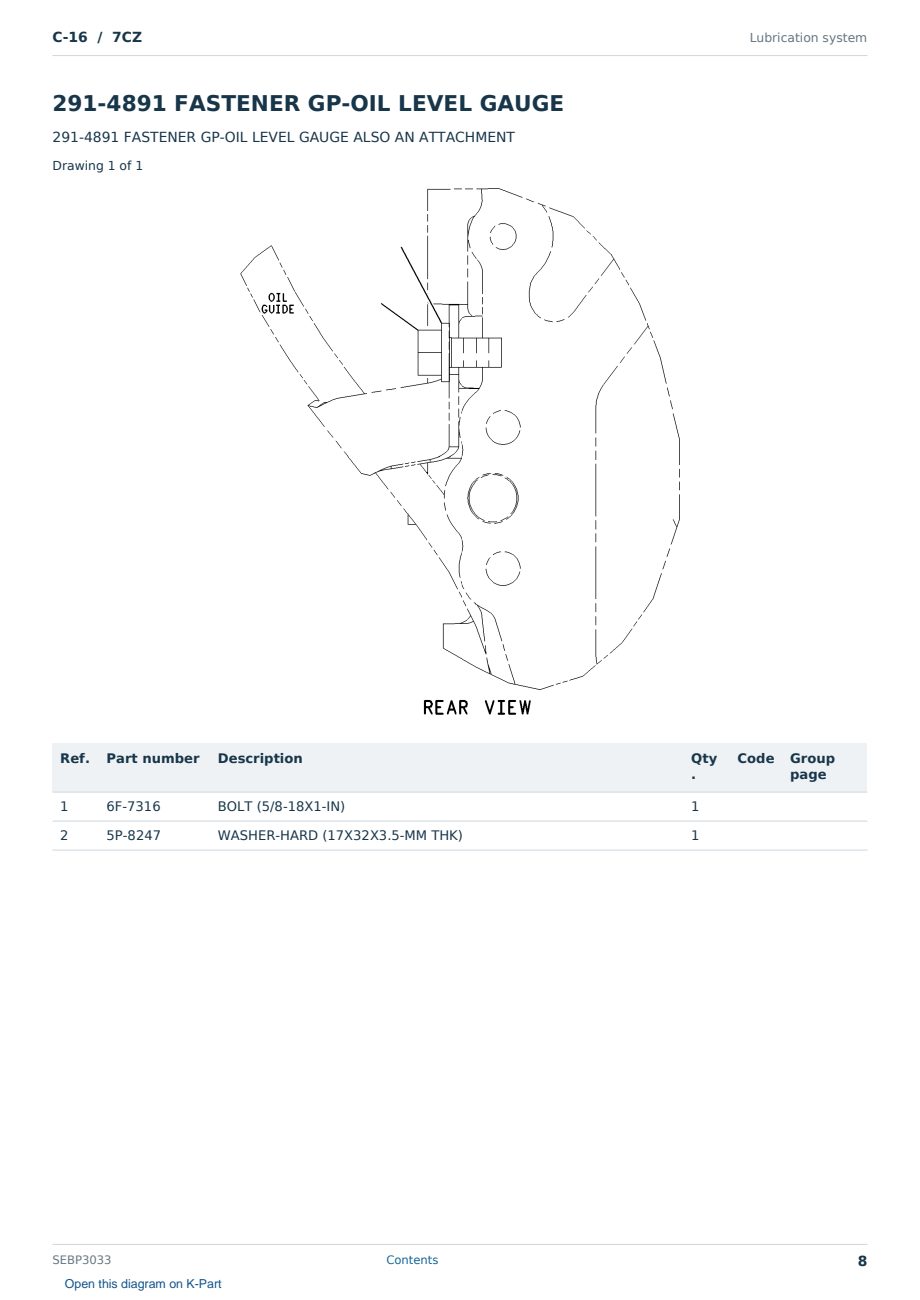 Caterpillar C-16 S/N 7CZ Partsbook SEBP3033 (English) - sample page 8 of 10 Caterpillar C-16 S/N 7CZ Partsbook SEBP3033 (English) - sample page 8 of 10