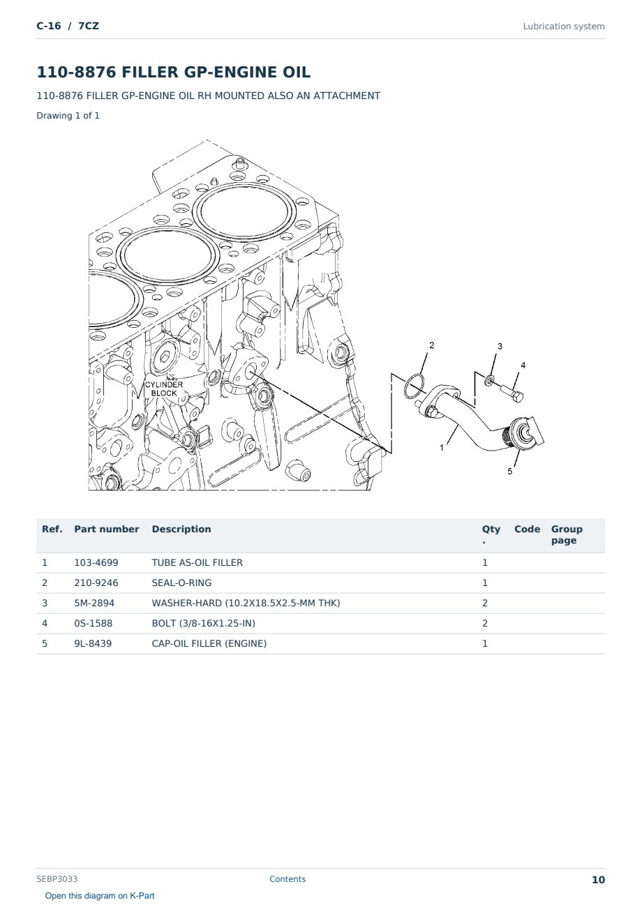 Caterpillar C-16 S/N 7CZ Partsbook SEBP3033 (English) - sample page 10 of 10 Caterpillar C-16 S/N 7CZ Partsbook SEBP3033 (English) - sample page 10 of 10