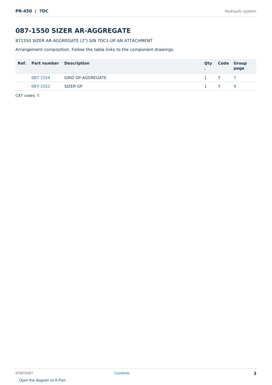 Caterpillar PR-450 S/N 7DC Partsbook KEBP0087 (English) - sample page 3 of 10 Caterpillar PR-450 S/N 7DC Partsbook KEBP0087 (English) - sample page 3 of 10